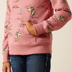 Bronc Scene 1/4 Zip Sweatshirt Kids - BRONC TOILE