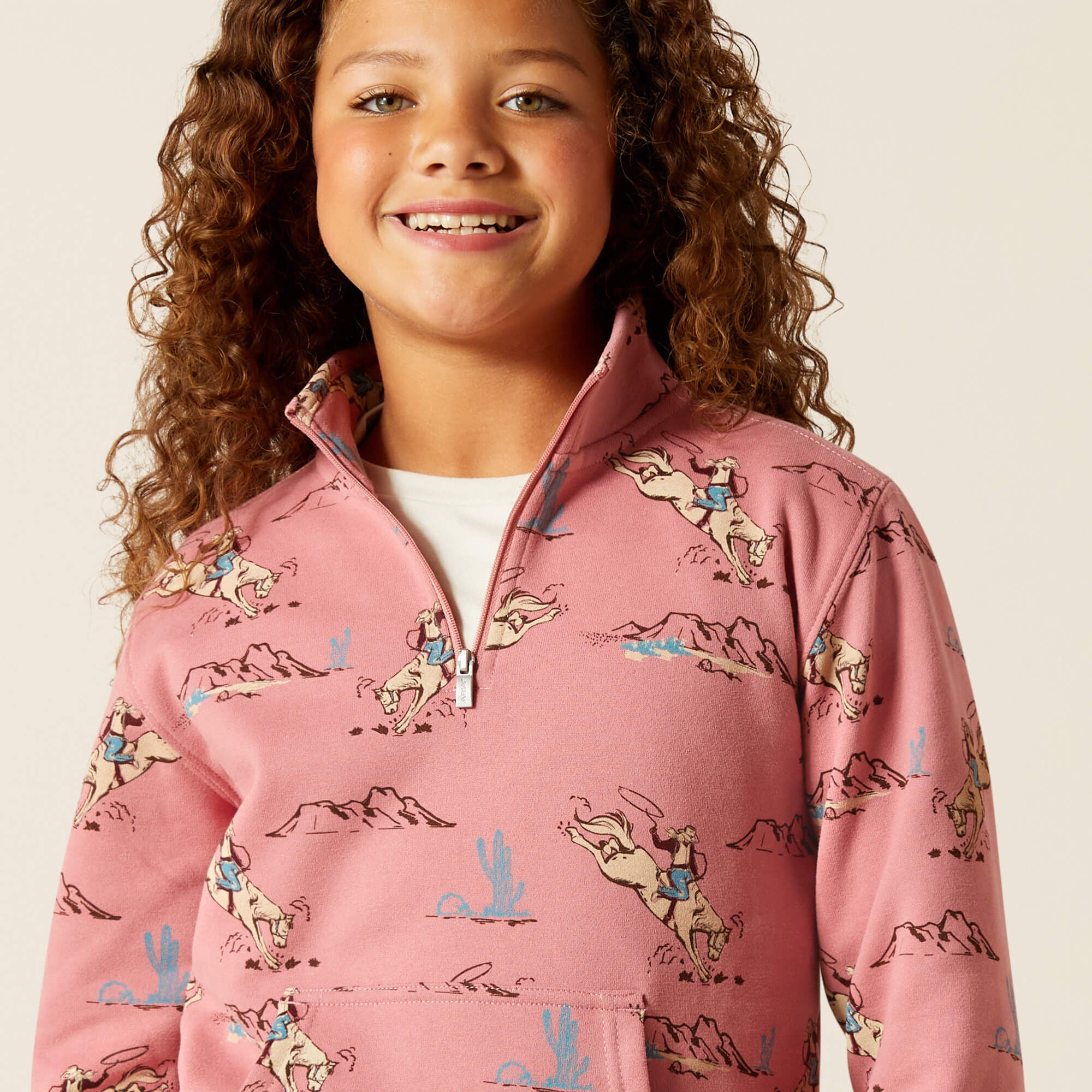 Bronc Scene 1/4 Zip Sweatshirt Kids - BRONC TOILE