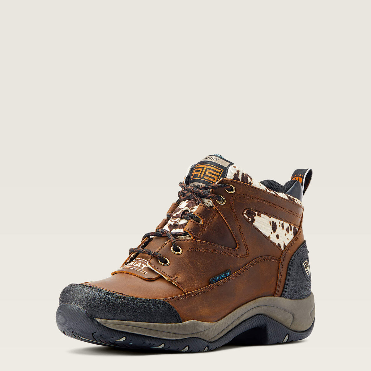 Terrain Waterproof Boot - DISTRESSED BROWN/ SPECKLED COW PRINT