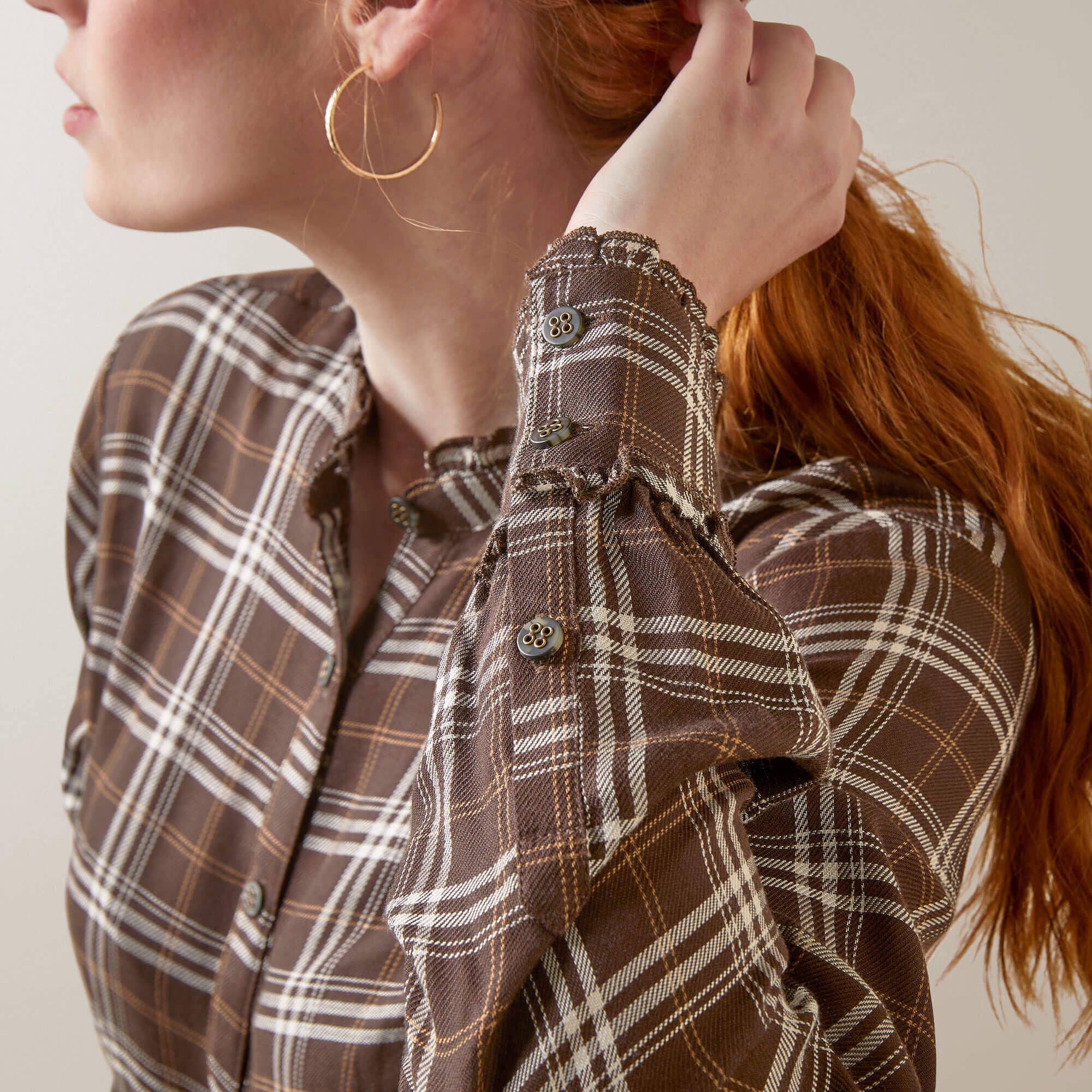 Clarion Blouse - MOLE PLAID