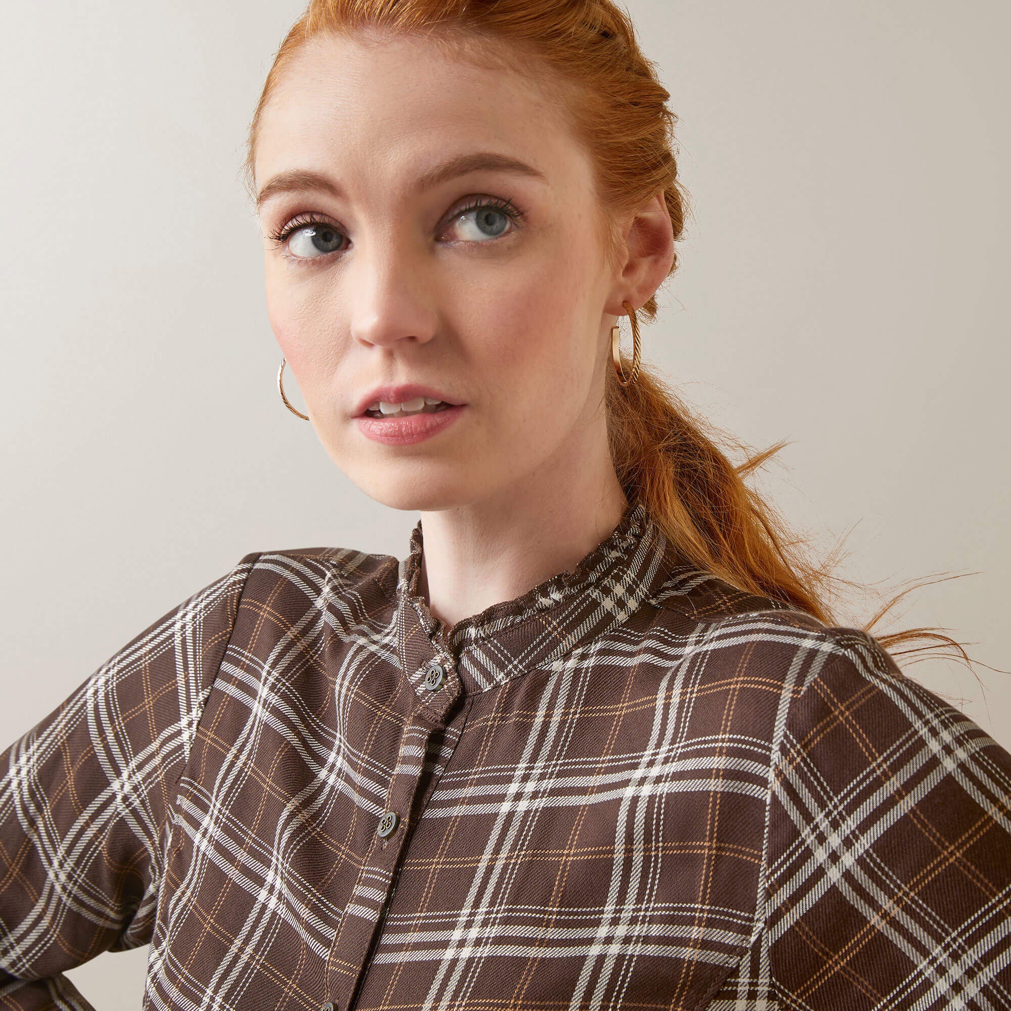 Clarion Blouse - MOLE PLAID