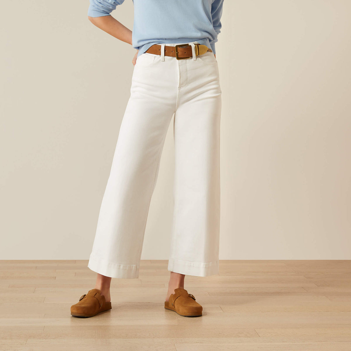 Ultra High Rise Countryside Wide Leg Crop Jeans - WHITE