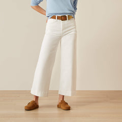 Ultra High Rise Countryside Wide Leg Crop Jeans - WHITE