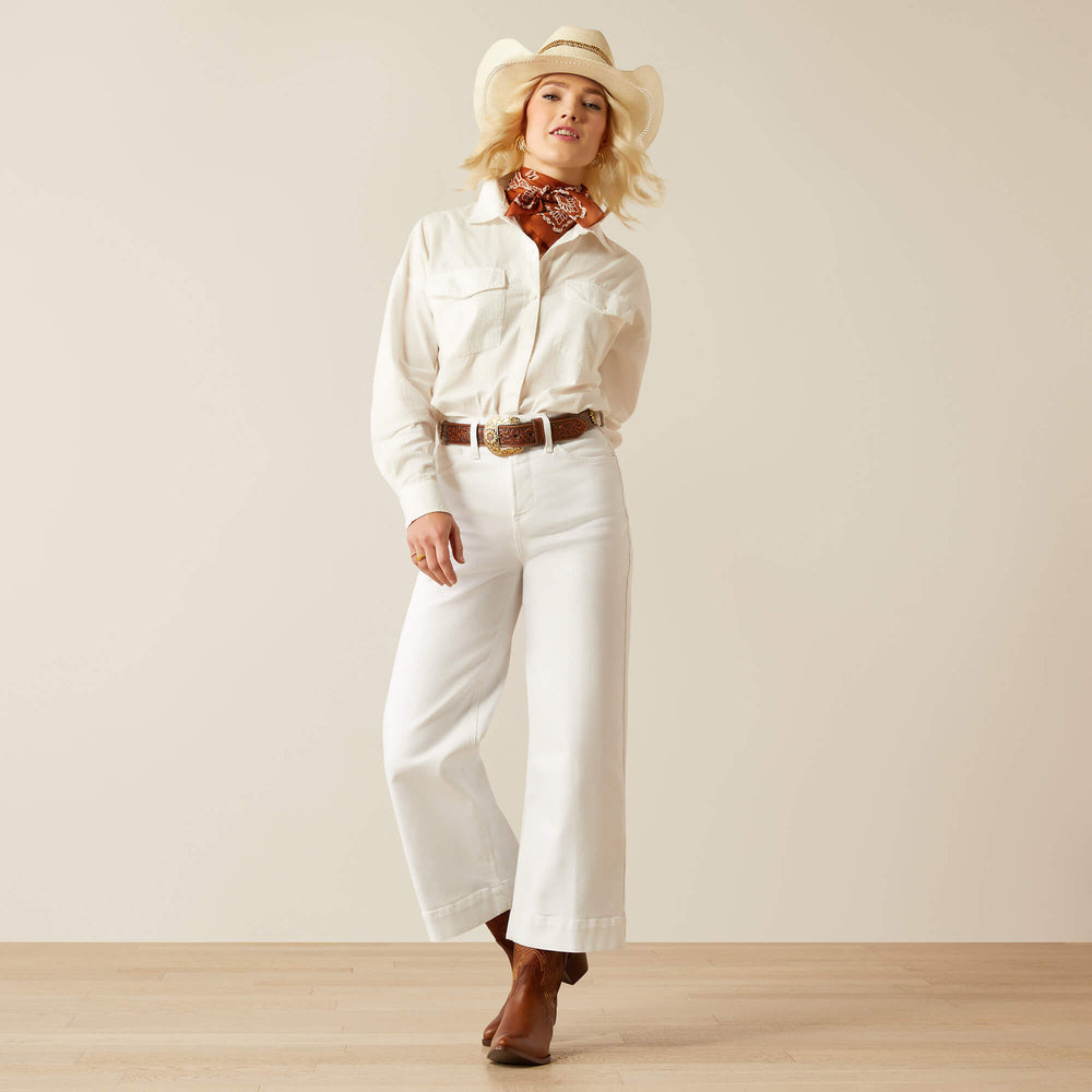 Ultra High Rise Countryside Wide Leg Crop Jeans - WHITE