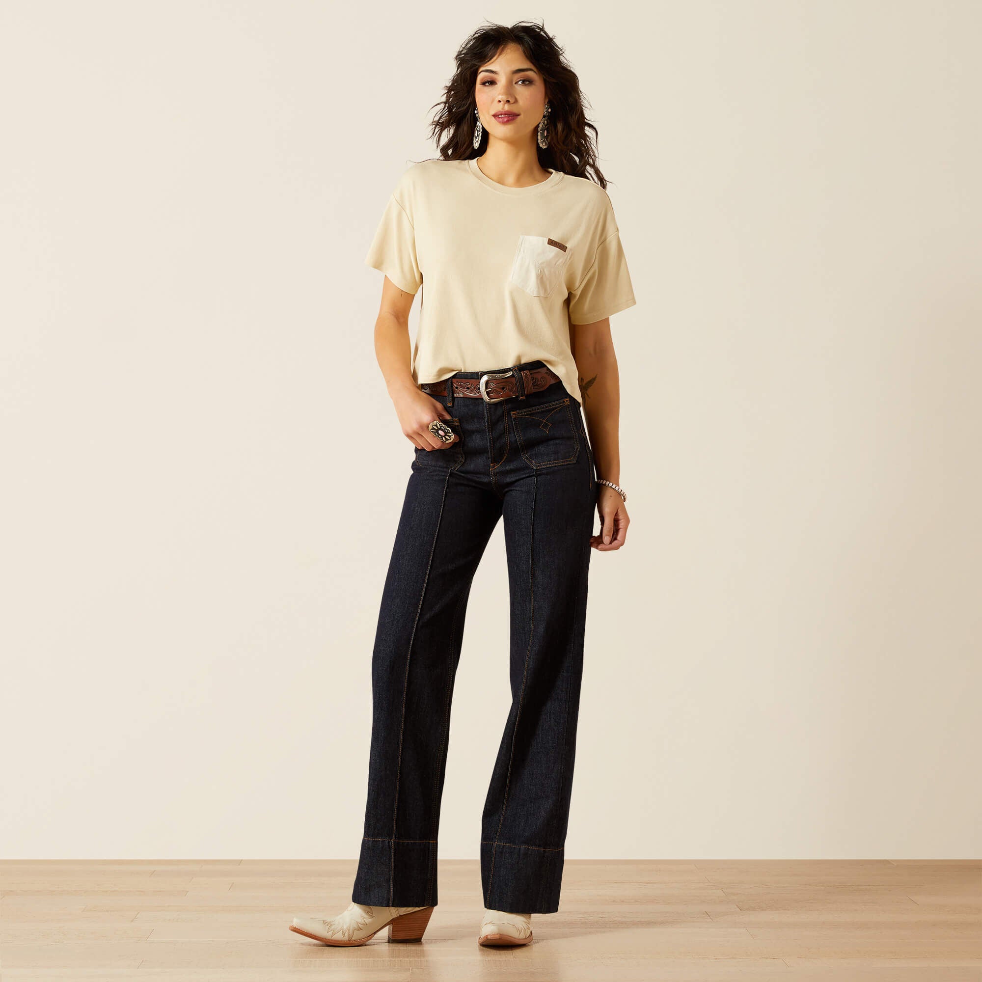 Ultra High Rise Tomboy Western Utility Wide Leg Jean - RINSE